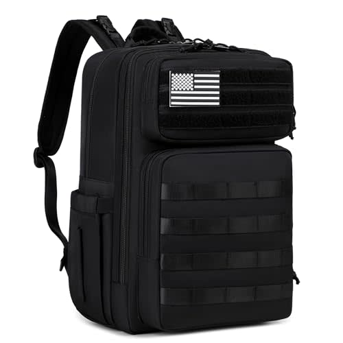 LORADI Dad Diaper Bag with Insulated Pockets, Stroller Clips and Luggage Sleeve for Travel, Large Tactical Diaper Bag for Men, Black