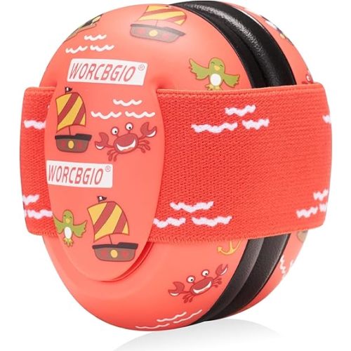 Infant Ear Protection Noise Cancelling Baby Ear Muffs, Toddler Hearing Protection with Adjustable Elastic Headband,Sailboat