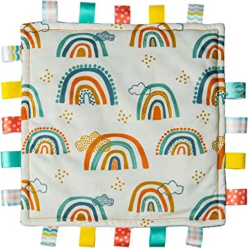 Mary Meyer Taggies Lovey for Baby Security Blankets Original Comfy Blanket with Sensory Tags, 12 x 12-Inches, Rainbow