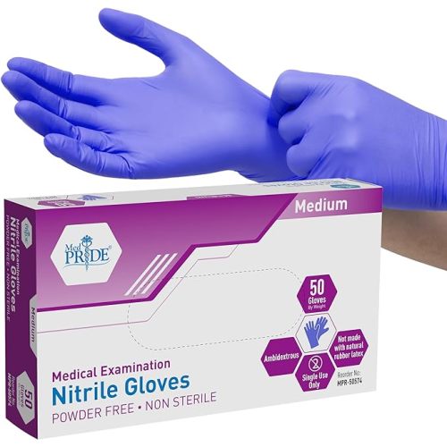 MED PRIDE Nitrile Medical Exam Gloves - Disposable Powder & Latex-Free Surgical Gloves For Doctors Nurses Hospital & Home Use