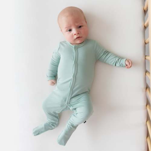 Footie Pajamas in Sage - Newborn