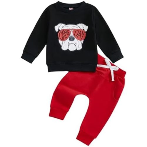 Toddler Baby Boy Football Outfit Game Day Sweatshirt Top and Pants Set 2Pcs Infant Fall Winter Clothes
