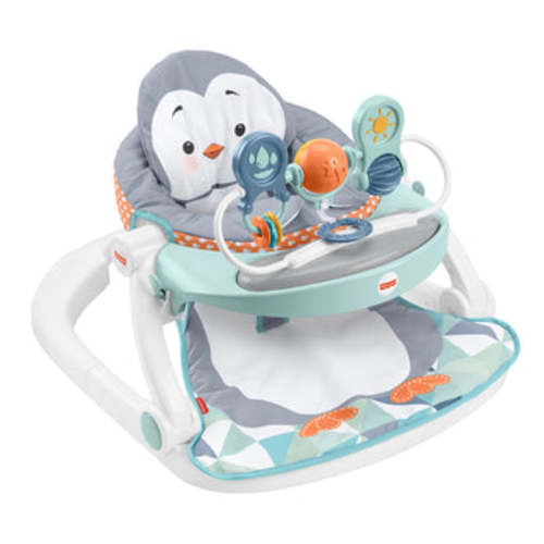 Fisher-Price Sit-Me-Up Floor Seat Portable Baby Chair With Snack Tray & Toys, Penguin Island