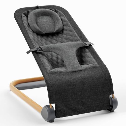 Fodoss Baby Bouncer,Portable Seat for Infants, Ergonomic Design Baby Bouncer Chair, Bouncer for Babies 0-12 Months, Black
