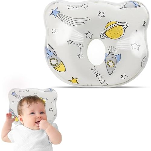 Breathable Memory Foam Pillow Soft and Cozy Cartoon Prеvents FΙat hеad and Shapеs hеad Hеad Pillow for Small Boys and Girls(Space)