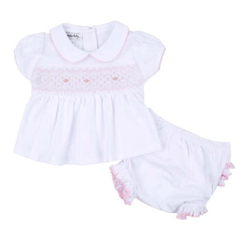 Magnolia Baby Girls Soft Pima Cotton Pink Smocked Diaper Set Newborn 3 – Classic Baby Boutique