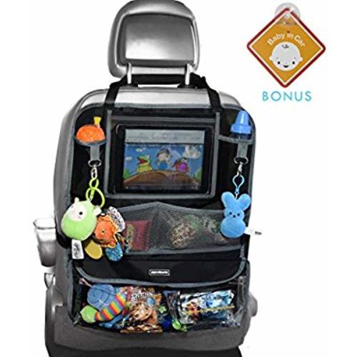 Alphabetz Deluxe Backseat Organizer & Protector with Baby-in-Car Sign, Black