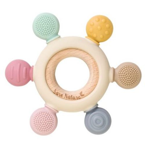 Saro Sensory Teether & Bib Set: Soothing & Mess-free Feeding - Food Grade Silicon
