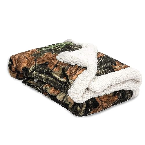 TrailCrest Baby Camo Blanket Infant Camo Accent Soft Sherpa and Plushed Lined Coral Fleece Swaddle, Toddler Stroller Blanket Gift Blanket (Everest White)