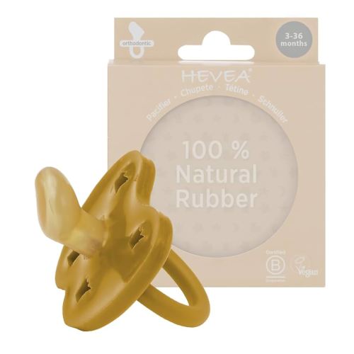 HEVEA Natural Rubber Pacifier Orthodontic 3-36 Months Single-Pack - Golden Honey