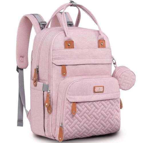 BabbleRoo Diaper Bag Backpack with Changing Pad & Stroller Straps, Pink, 1 pc