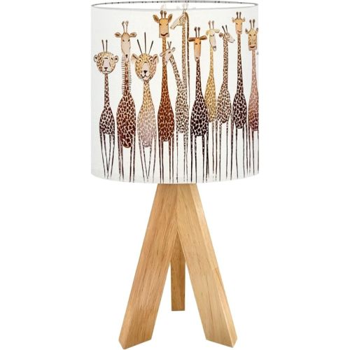 Tripod Table Lamp Giraffes Bedside Lamps Small Lamp Table Lamps with Linen Lampshade Nightstand Lamp for Nursery Bedroom Livingroom