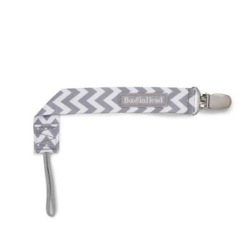 Booginhead Pacigrip Pacifier Clip Pacifier Holder - Gray Chevron
