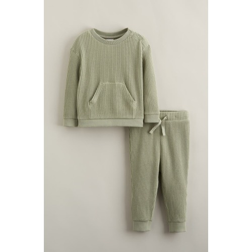 Kanga Waffle Crewneck Sweatshirt & Joggers Set, 9M