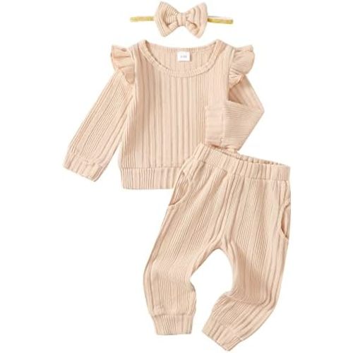 Mioglrie Toddler Baby Girl Clothes Fall Winter Sweatsuit Newborn Sweatshirt Sweat Pant Sets Outfits Infant Girls Clothing