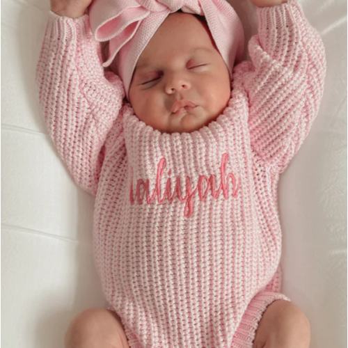 Super Chunky Knit Romper - Ballerina Pink
