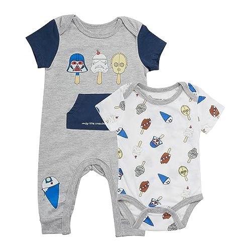 STAR WARS Newborn Baby Boys Infants Snap Suit Rompers 2 Pack
