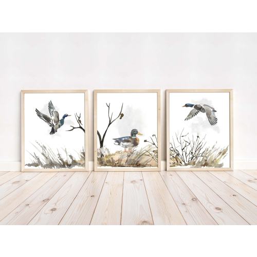 Ducks Hunting Wall Art, Hunting nursery decor, Duck Hunting Nursery art, Wall Prints for Boys Room, Mallard Duck Nursery Art Prints - Hunter