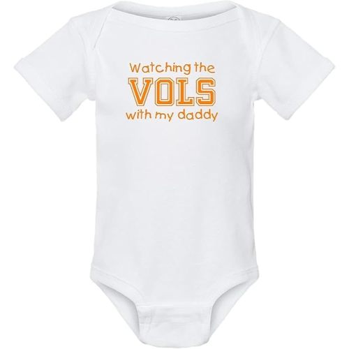 Curiositees Watching the Vols with my Daddy Baby Clothes Jersey Bodysuit Outfit - White