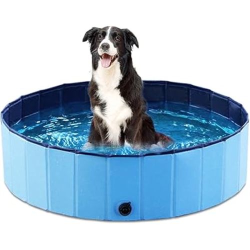 Jasonwell Foldable Dog Pet Bath Pool Collapsible Dog Pet Pool Bathing Tub Kiddie Pool Doggie Wading Pool for Puppy Small Medium Large Dogs Cats and Kids 39.5" Blue