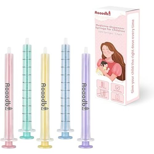 Baby Medicine Dispenser Syringe For Children,Oral Syringes, Liquid Plastic Syringe Without Needle,Leak proof Dosing Tools,5 Uniquely Colour Syringes - 5 Pack