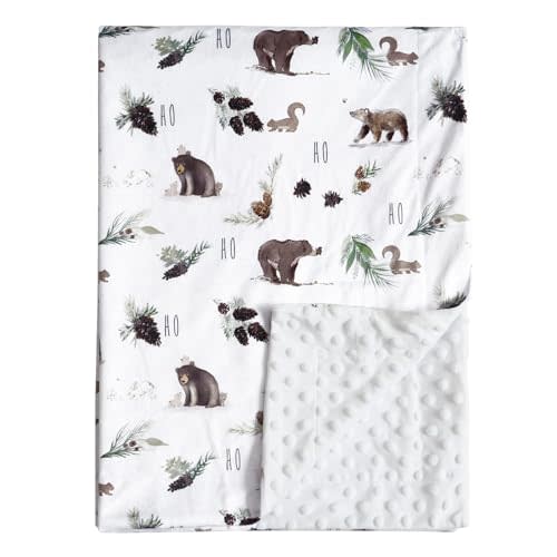 david's kids Minky Baby Blanket for Boys Girls Neutral, 40x50 Inches Soft Lightweight Micro Fleece Baby Blanket with Double Layer, Dotted Backing, Receiving Blanket for Newborns, Animals