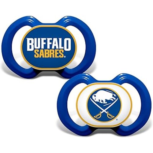Baby Fanatic Baby Pacifier for Ages 3 Months and Up - Buffalo Sabres Team Color, BPA Free, Silicone Nipple, 2-Pack