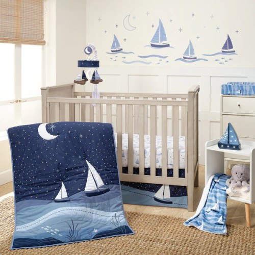 Little Skipper 3-Piece Sailboat Nautical Nursery Crib Bedding Set – Lambs & Ivy