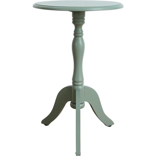 HLR Round Small End Table, Wooden Pedestal Side Coffee Tables, Vintage Accent Nightstand for Living Room, Bedroom, Entryway (1, Green)