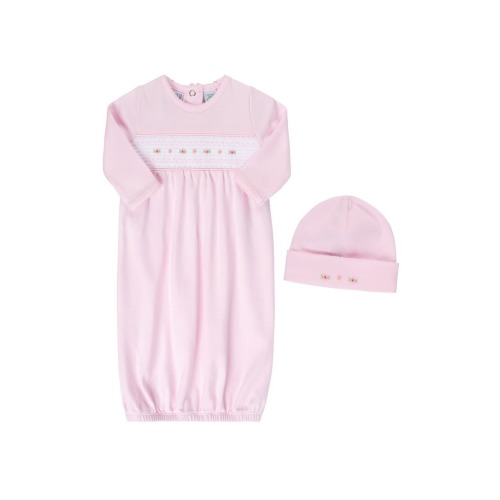 Floral Smocked Gown & Hat Set, Newborn