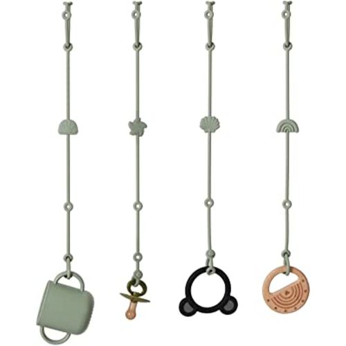 Toy Safety Straps 4PK Silicone Pacifier Clips, Adjustable Sippy Cup Straps for Strollers, High Chair, Shopping Cart, Cribs Baby Toy Secure Straps-Sage