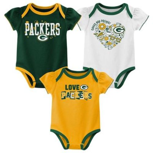 Nfl Green Bay Packers Infant Girls' 3pk White Bodysuit - 3-6m
