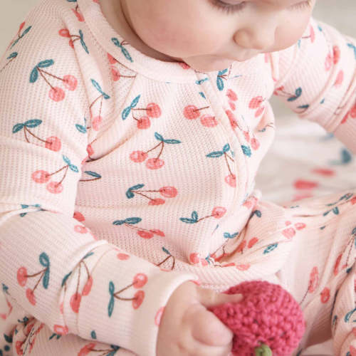 Cherry On Top Bamboo Waffle Convertible Zip Romper