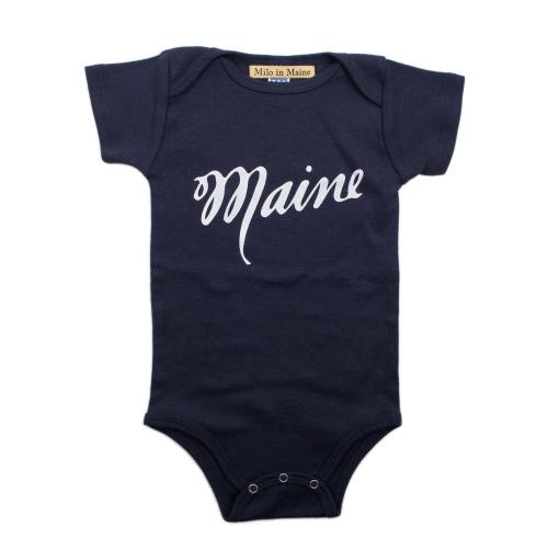 maine onesie in navy + white