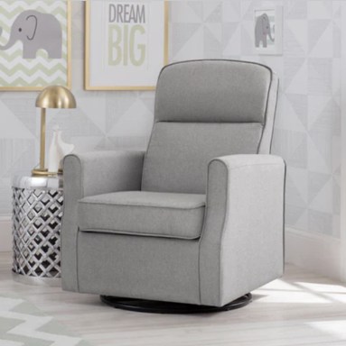 Delta Children Blair Slim Nursery Glider Swivel Rocker Chair, French Grey