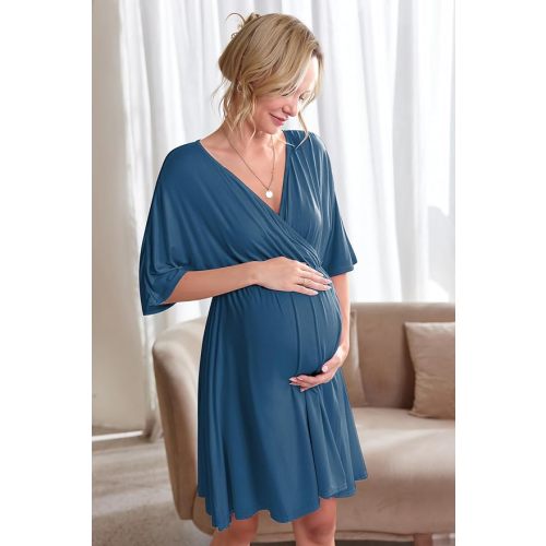 Ekouaer 3 in 1 Labor/Delivery/Hospital Gown Maternity Dress Nursing Nightgown Sleepwear for Breastfeeding
