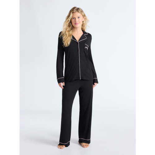 Joyspun Women’s Dreamy Soft Collection Long Sleeve Top and Pants Pajama Set, Sizes XS-4X