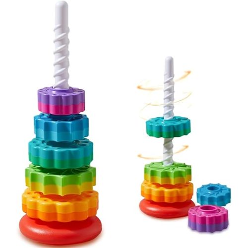 Rainbow Spinning Toy, Stacking Toy for Toddlers 1-3, Educational Montessori, Developmental Baby & Toddler, Autism Sensory, Gifts for One Year Old Girl Boy