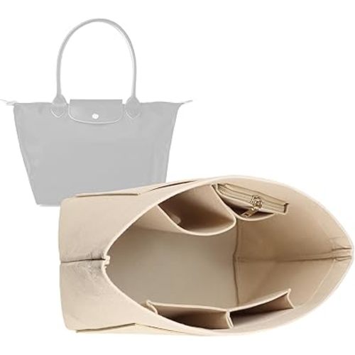Lckaey women purse longchamp organizer insert for long champ bag tote le pliage large beige
