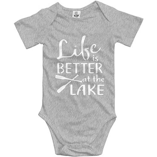 Nepairr Life is Better at The Lake Unisex Baby Romper Short Sleeves Bodysuit Jumpsuit Outfits Gray
