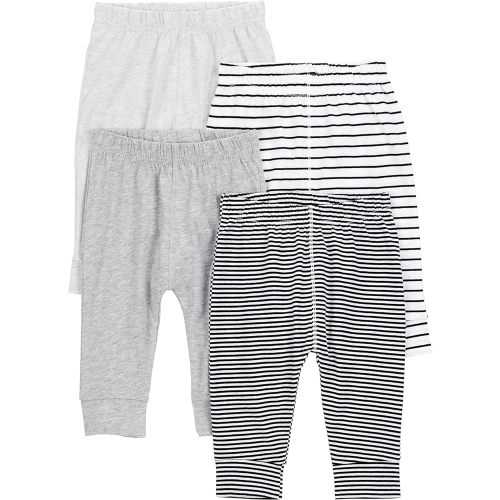 Simple Joys by Carter's Baby 4-pack Pant, grey/grey stripe, 0-3 Months