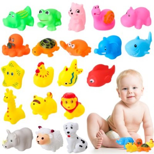 KABOER 20 Pcs Floating Bath Toys for Toddlers, Animal Bath Toys, Rubber Bathtub Tub Water Pool Shower Toys, Bath Toys for 1-6 Years Baby Toddler Kids Boys Girls