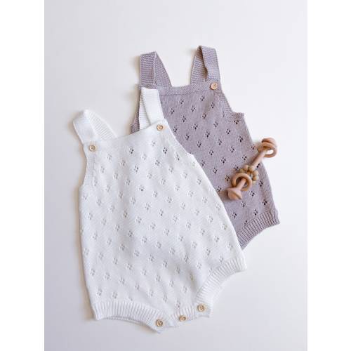 Eyelet Knit Romper, 100% Cotton, Sizes 6, 12, 18, 24 months