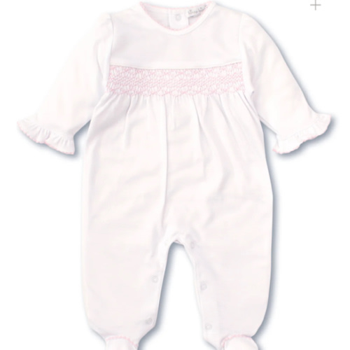 Hand Smocked CLB Charmed White/Pink Footie