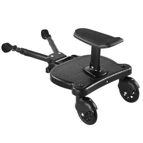 Universal Stroller Board with Detachable Seat, 2 in1 Buggy Board Suitable for Most Strollers, Holds Children Up to 55lb, Sit and Stand Stroller Glider Board for Toddler to Ride