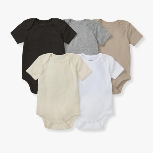3-6 months Burt's Bees Baby Unisex Organic Cotton Short and Long Sleeve Bodysuits, 5-Pack