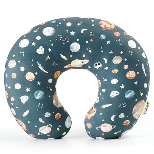 GRSSDER Reversible Nursing Pillow Cover, Ultra Soft Stretchy Minky Removable Nursing Covers Fitted for Breastfeeding Pillows Snug and Safe, Comfortable Slipcover for Boys, Stylish Original Print