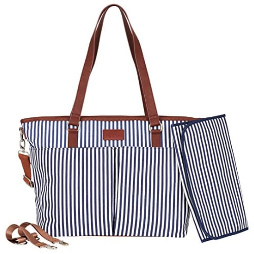 Diaper Bag by Hip Cub - Designer Messenger - W/ Stylish Stripe Baby Changing Pad