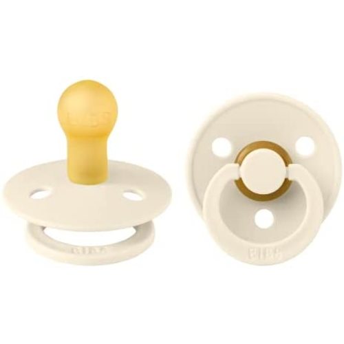 BIBS Baby Pacifier | BPA-Free Natural Rubber | Made in Denmark | Ivory 2-Pack (0-6 Months)