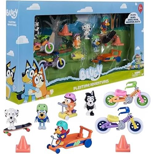 Hobby Lobby Bluey and Friends Playset with Bikes, Skateboard, and Park Accessories